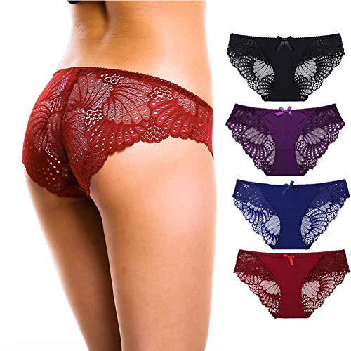 Zooma Damen Spitze Slips Lace Unterwasche Soft Hipster Panties 6 Pack,Farbe 4,M von Zooma