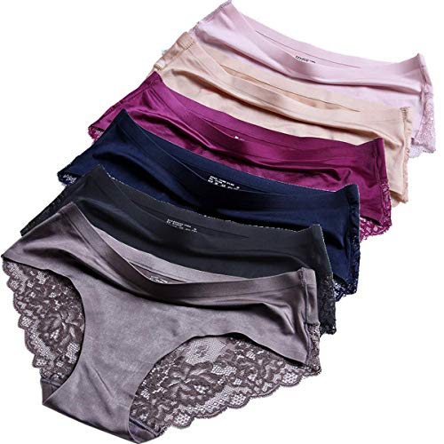 Zooma Damen Spitze Slips Lace Unterwasche Soft Hipster Panties 6 Pack,Farbe 2,L von Zooma