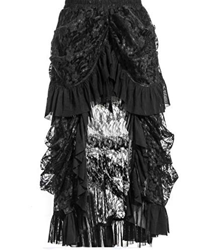 Zooma Damen Steampunk Gothic Schwarz Spitze Rock Lang Röcke (5XL(Taille 92-96cm/36.22"-37.8")) von Zooma