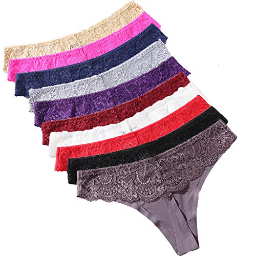 Zooma Damen String Tanga Set, Seamless Unterwäsche Damen Tanga 6 Pack, Sexy Nahtlos Unterhosen Damen Slips Hipster Bikini Bunt (2XL, Farbe-1777-10pcs) von Zooma