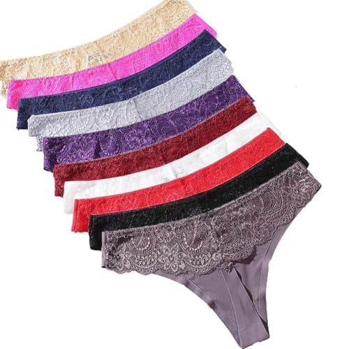 Zooma Damen String Tanga Set, Seamless Unterwäsche Damen Tanga 6 Pack, Sexy Nahtlos Unterhosen Damen Slips Hipster Bikini Bunt (M, Farbe-1777-10pcs) von Zooma