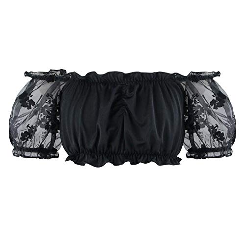 Zooma Damen Sexy Korsett Bustier aus Spitze mit Rock aus Tüll, floral, Mieder Kostüm Gothic, Schwarz (kurzärmelig), L von Zooma