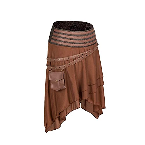 Zooma Frauen Vintage Steam Punk Rock Kostüm Slip Unterrock Schwarz Mesh Hohe Taille Midi Maxi Lange Rock (M, Schwarz) von Zooma