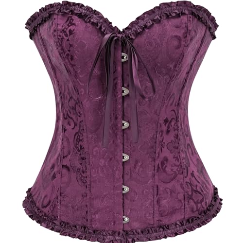 Zooma Korsage Damen, Corsage Schwarz Korsett Weiß Damen Steampunk Gothic Korsett Bauchweg Corsage Vollbrust Bustiers Top von Zooma