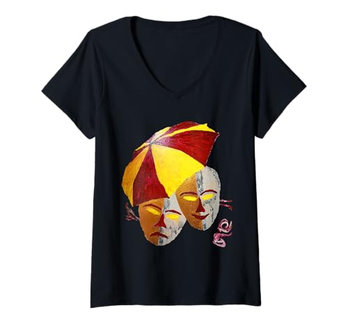 Damen 0362 Playing The Theather Umbrella 2021 Plus 2 T-Shirt mit V-Ausschnitt von ZoooooZ
