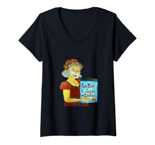 Damen 0567 Tam Tam - weißer geht Nicht 2021 Plus 4 T-Shirt mit V-Ausschnitt von ZoooooZ