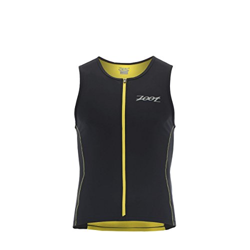 Zoot Herren Triathlon Shirt Performance FZ Tri Tank, Black/Pure Yellow, M von Zoot