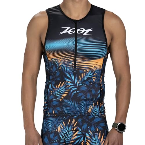 Zoot LTD Herren Triathlon Tank Top Kompression Tri Top für Ausdauerrennen & Training mit Taschen & UPF 50+ Primo Stoff, Club Aloha, XL von Zoot