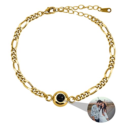 Benutzerdefinierte Foto Armbänder für Paare, personalisierte Bild Armbänder mit Fotos, Kreis Foto Armbänder Link Kette Foto Projektion Armbänder für Frauen Männer Jahrestage Geburtstag Weihnachten von Zopmopae