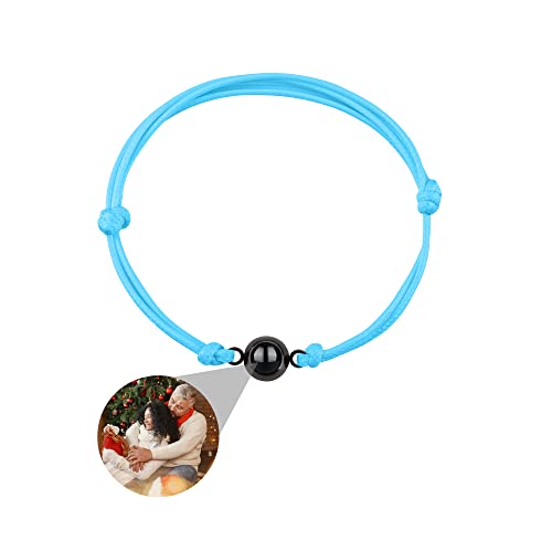 Zopmopae Benutzerdefinierte Foto-Armband mit Bild im Inneren personalisierte Kreis Foto Armband geflochtene Seil Foto Projektion Armband für Männer Frauen Paar besten Freund von Zopmopae