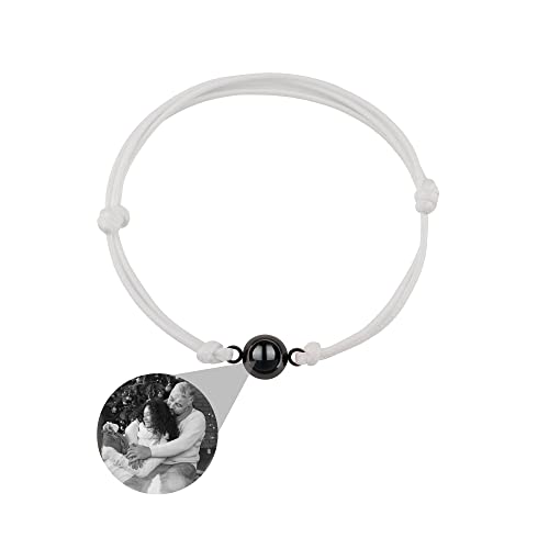 Zopmopae Benutzerdefinierte Foto-Armband Mit Bild im Inneren - Personalisierte Kreis Projektion Armband Mit Geflochtenem Seil für Männer, Frauen, Paare und Beste Freunde von Zopmopae