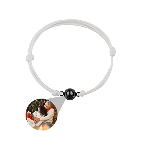 Zopmopae Benutzerdefinierte Foto-Armband mit Bild im Inneren personalisierte Kreis Foto Armband geflochtene Seil Foto Projektion Armband für Männer Frauen Paar besten Freund von Zopmopae