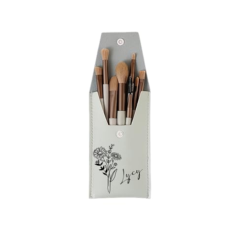 Personalisierte Make-up-Pinseltasche mit Geburtsblumen und 8 Pinseln. Make-up-Pinseltasche mit Individuellem Namen, Make-up-Organizer, Reise-Make-up-Pinseltasche, Hochzeits-Make-up-Pinsel von Zopmopae