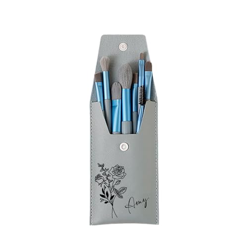 Personalisierte Make-up-Pinseltasche mit Geburtsblumen und 8 Pinseln. Make-up-Pinseltasche mit Individuellem Namen, Make-up-Organizer, Reise-Make-up-Pinseltasche, Hochzeits-Make-up-Pinsel von Zopmopae