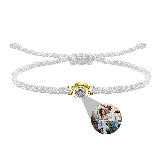 Zopmopae Personalisiertes Foto-Armband für Frauen Männer Personalisiertes Foto-Projektions-Armband Verstellbares handgefertigtes geflochtenes Seil-Kreis-Foto-Armband für ihn ihre Paare von Zopmopae