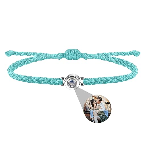 Zopmopae Personalisiertes Foto-Armband für Frauen Männer Personalisiertes Foto-Projektions-Armband Verstellbares handgefertigtes geflochtenes Seil-Kreis-Foto-Armband für ihn ihre Paare von Zopmopae