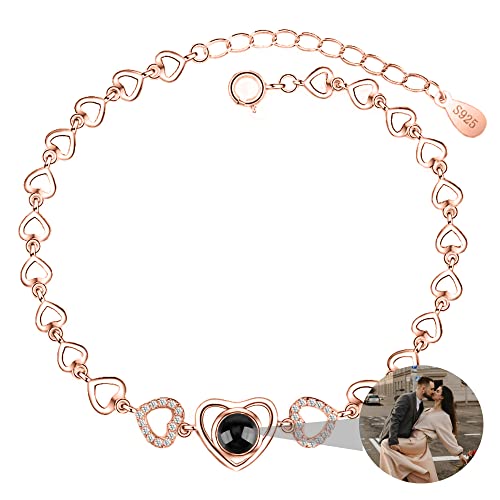 Personalisiertes Foto Armband Benutzerdefinierte Bild Projektions Armbänder Ich liebe dich Armband 100 Sprachen Projektions armband Herz Projektions Armband mit Bild im Inneren für Frauen Männer von Zopmopae