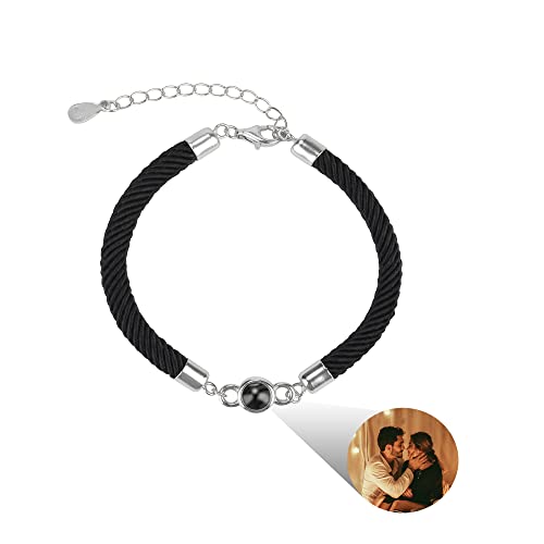 Zopmopae Personalisiertes Fotoprojektions-Armband für Männer und Frauen - Kreis-Foto 'Ich Liebe Dich' in 100 Sprachen - Paar-Schmuck für Sie und Ihn von Zopmopae