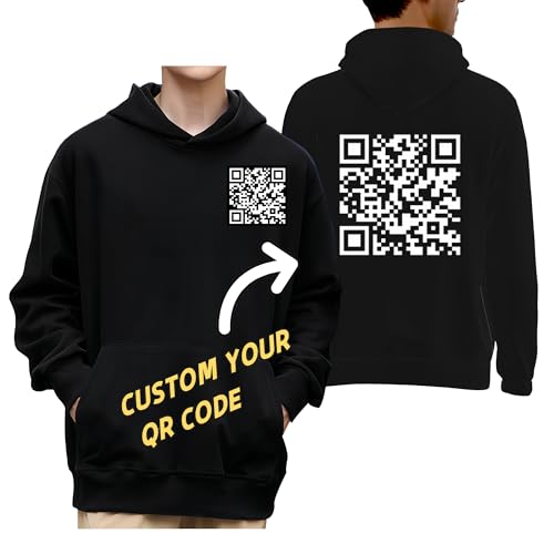 Zopmopae Benutzerdefinierter QR-Code-Hoodie, Personalisiertes QR-Code-Sweatshirt, Fügen Sie Einen Beliebigen Link, EIN Foto Oder Einen Text Hinzu, Unisex-Lustiger Fu-QR-Code-Hoodie für Männer von Zopmopae