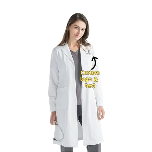 Zopmopae Personalisierter Bestickter Laborkittel Für Männer, Weiße Laborkittel Mit Individuellem Namen, Langärmeliger Arztkittel-Outfit Für Männer Und Frauen von Zopmopae