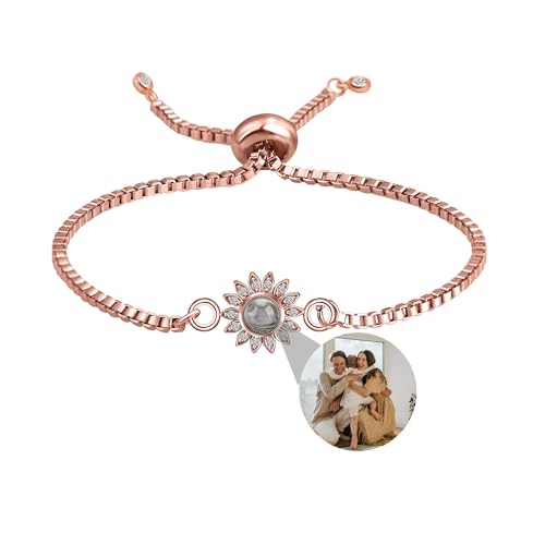 Zopmopae Personalisiertes Armband mit Bild innen, Individuelle Foto Projektion Armband, Kreis Bild Armband personalisiert, Foto-Gedenk-Armband für Frauen Freundin Mutter Männer Haustiere von Zopmopae