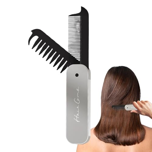 Faltbare Haarbürste,Faltbare Haarbürste,Feinzahn- und Breitzahnkamm 2 in 1 | Reise-Haarbürste, zusammenklappbarer Geldbörsenkamm für Fitnessstudio, Ausflug, Schule, Arbeit, Wohnheim-Geldbörse von Zopoee