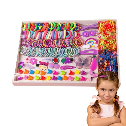 Haarschmuck-Set,Haarschmuck-Set für Mädchen | Elastische Pferdeschwanzhalter - Haargummis, Haargummis, Pferdeschwanzhalter, Snap-Haarspangen, Haarband-Set, Haarspangen-Haargummi-Set für Kinder von Zopoee