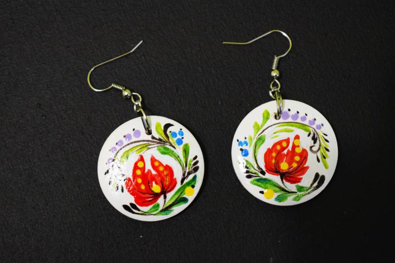 Handgemachte Folk Holz Ohrringe Gemalt Blumen Acryl Schmuck Handgemachte Folk Holz Ohrringe Gemalt Blumen Acryl Schmuck von ZoraArt