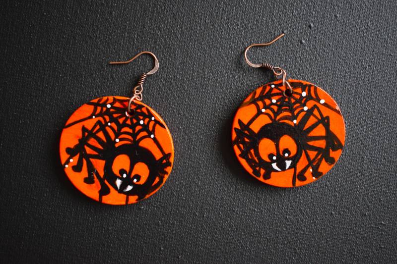 Ohrringe Für Halloween Spinne Schmuck Malerei Handgemachte Hölzern Ohrringe Für Halloween Spinne Schmuck Malerei Handgemachte Hölzern von ZoraArt