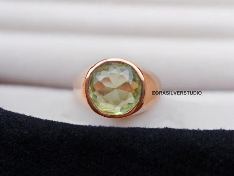 Grüner Apatit Sterling Silber Ring, 22K Gold Fill, Edelsteinschmuck von ZoraSilverStudio