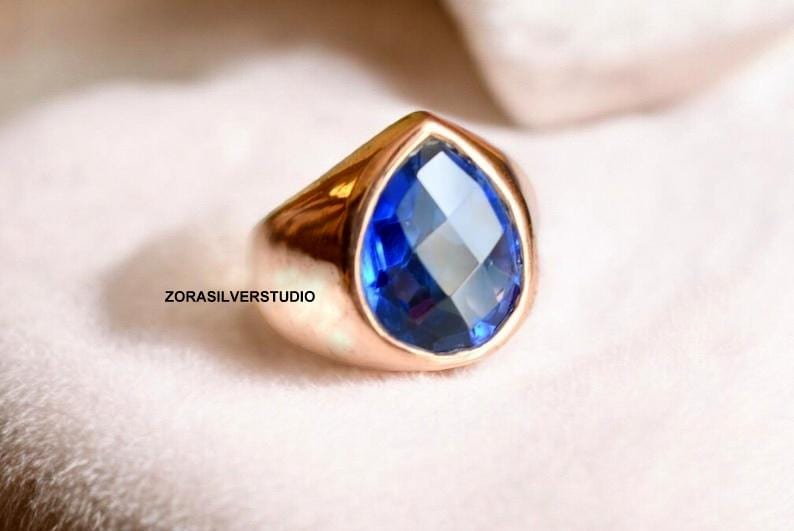 Tansanit Quarz 22K Gold Fill Ring, Sterling Silber Signet von ZoraSilverStudio