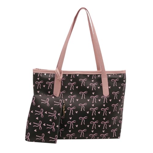 ZoraYorce Women Bowknot Print -Tasche PU Leder Umhängetasche Pendelbeutel mit Geldbeutel (schwarz) von ZoraYorce