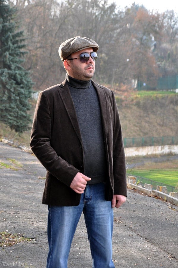 Braune Pagenmütze Schiebermütze Männermütze Unisex Tweed Mütze Damenmütze Wollmütze Derby von ZoranApparel