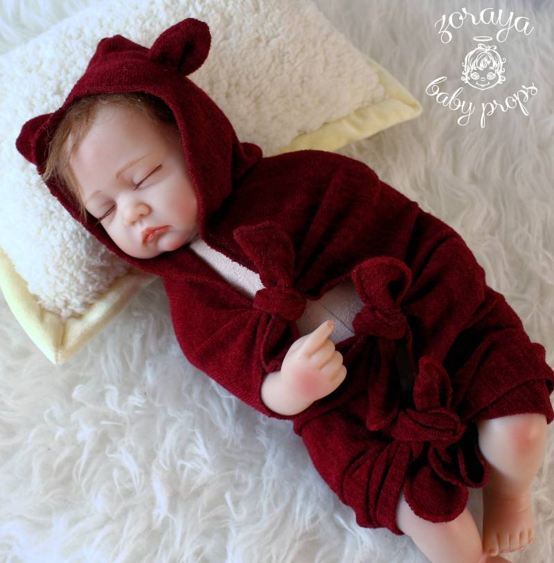 Burgunder Bären Wrap Neugeborenen Fotorequisite Mit Ohren von ZorayaBabyProps