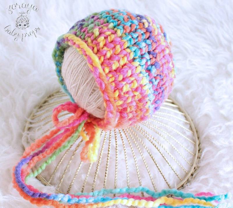 Regenbogen Neugeborenen Mütze Baby Girl Fotorequisite von ZorayaBabyProps