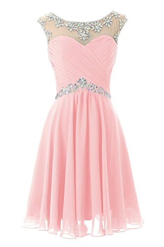 Zorayi Damen Chiffon Kurz Mini Cocktail Party Kleider Abschlussballkleider Rosa Größe 32 von Zorayi