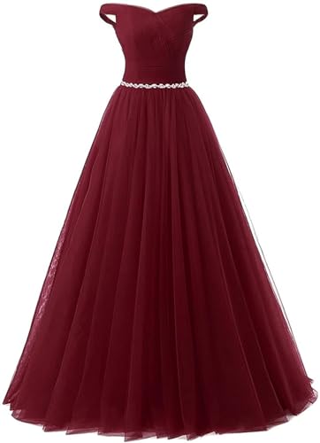 Zorayi Damen Elegante Lang Tüll Formellen Abendkleid Ballkleid Abschlussballkleider Weinrot Größe 36 Zorayi Damen Elegante Lang Tüll Formellen Abendkleid Ballkleid Abschlussballkleider Weinrot Größe 36 von Zorayi