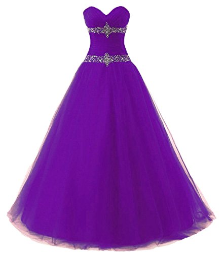 Zorayi Damen Elegante Liebsten Lang Perlen Prom Ballkleid Abendkleid Partykleider Lila Größe 48 von Zorayi