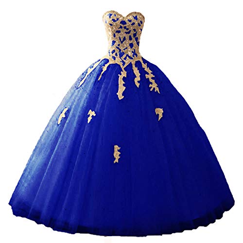 Zorayi Damen Elegante Liebsten Lang Tüll Formellen Abendkleid Ballkleid Hochzeitskleider Blau Größe 40 von Zorayi