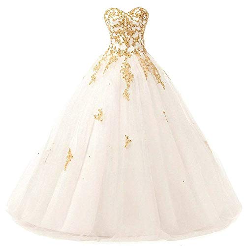 Zorayi Damen Elegante Liebsten Lang Tüll Formellen Abendkleid Ballkleid Hochzeitskleider Elfenbein Größe 44 von Zorayi