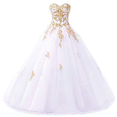 Zorayi Damen Elegante Liebsten Lang Tüll Formellen Abendkleid Ballkleid Hochzeitskleider Weiß Größe 52 von Zorayi