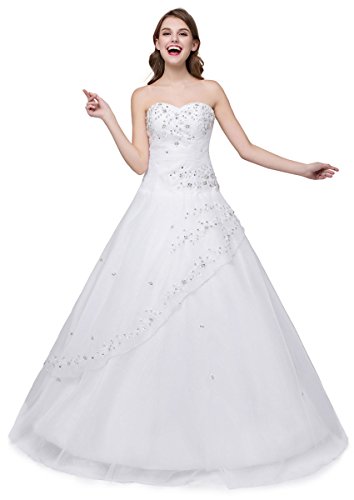 Zorayi Damen Elegante Liebsten Lange Perlen Abendkleid Ballkleid Festkleider Weiß Größe 46 von Zorayi