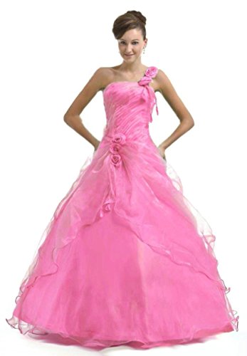 Zorayi Damen Lange EIN-Schulter Ballkleid Promkleider Abschlussballkleider Rosa Größe 54 von Zorayi