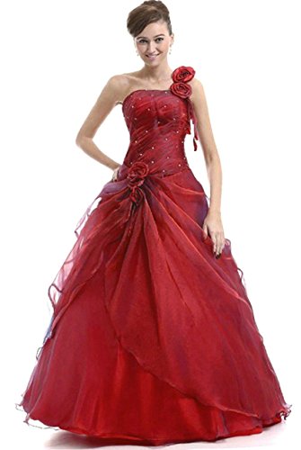 Zorayi Damen Lange EIN-Schulter Ballkleid Promkleider Abschlussballkleider Rot Größe 36 von Zorayi