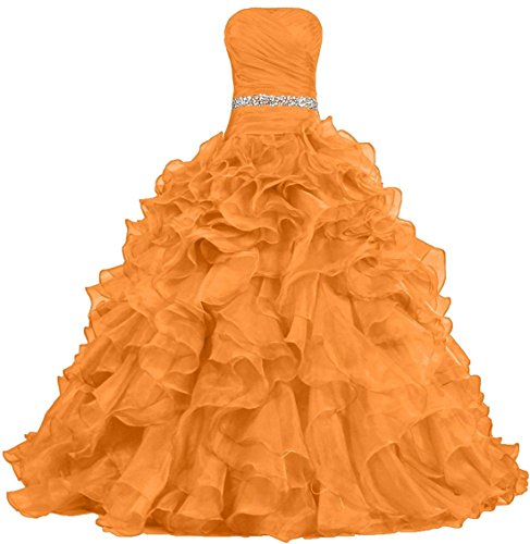 Zorayi Damen Lange Trägerlos Falten Organza Abendkleid Partykleid Besondere Anlässe Kleider Orange Größe 44 von Zorayi
