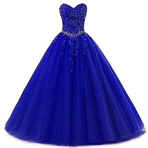 Zorayi Damen Liebsten Lang Tüll Formellen Abendkleid Ballkleid Festkleider Blau Größe 32 von Zorayi