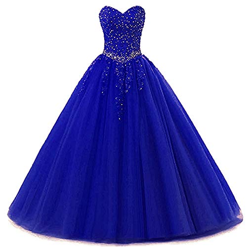 Zorayi Damen Liebsten Lang Tüll Formellen Abendkleid Ballkleid Festkleider Blau Größe 40 von Zorayi