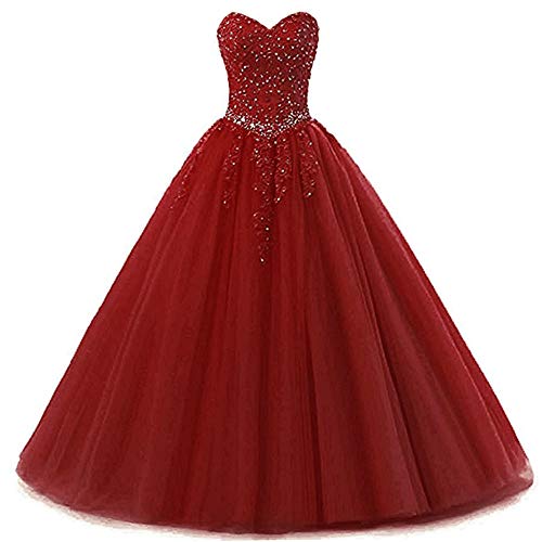 Zorayi Damen Liebsten Lang Tüll Formellen Abendkleid Ballkleid Festkleider Burgund Größe 58 von Zorayi