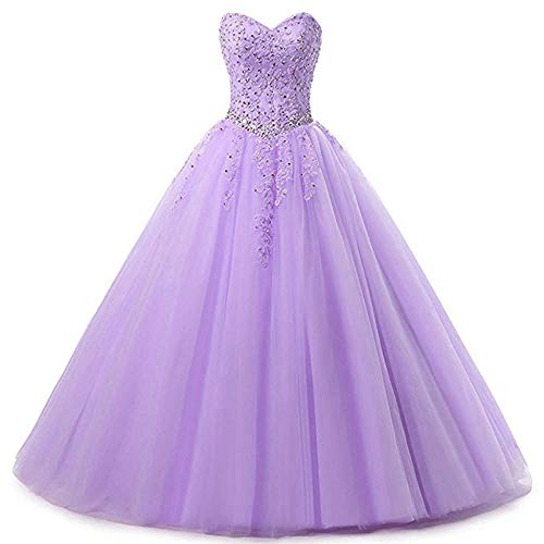 Zorayi Damen Liebsten Lang Tüll Formellen Abendkleid Ballkleid Festkleider Flieder Größe 34 von Zorayi