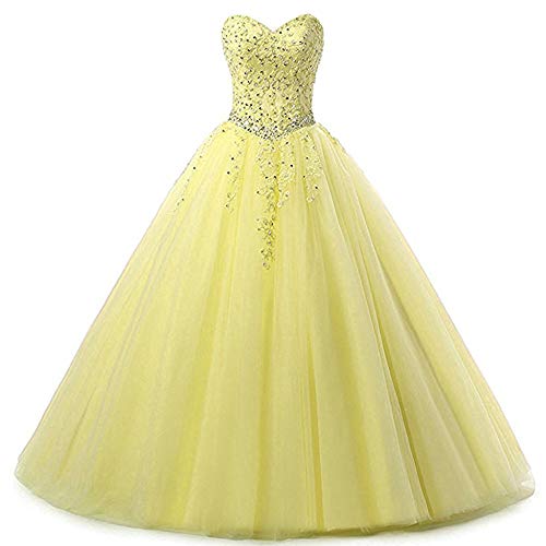 Zorayi Damen Liebsten Lang Tüll Formellen Abendkleid Ballkleid Festkleider Gelb Größe 42 von Zorayi